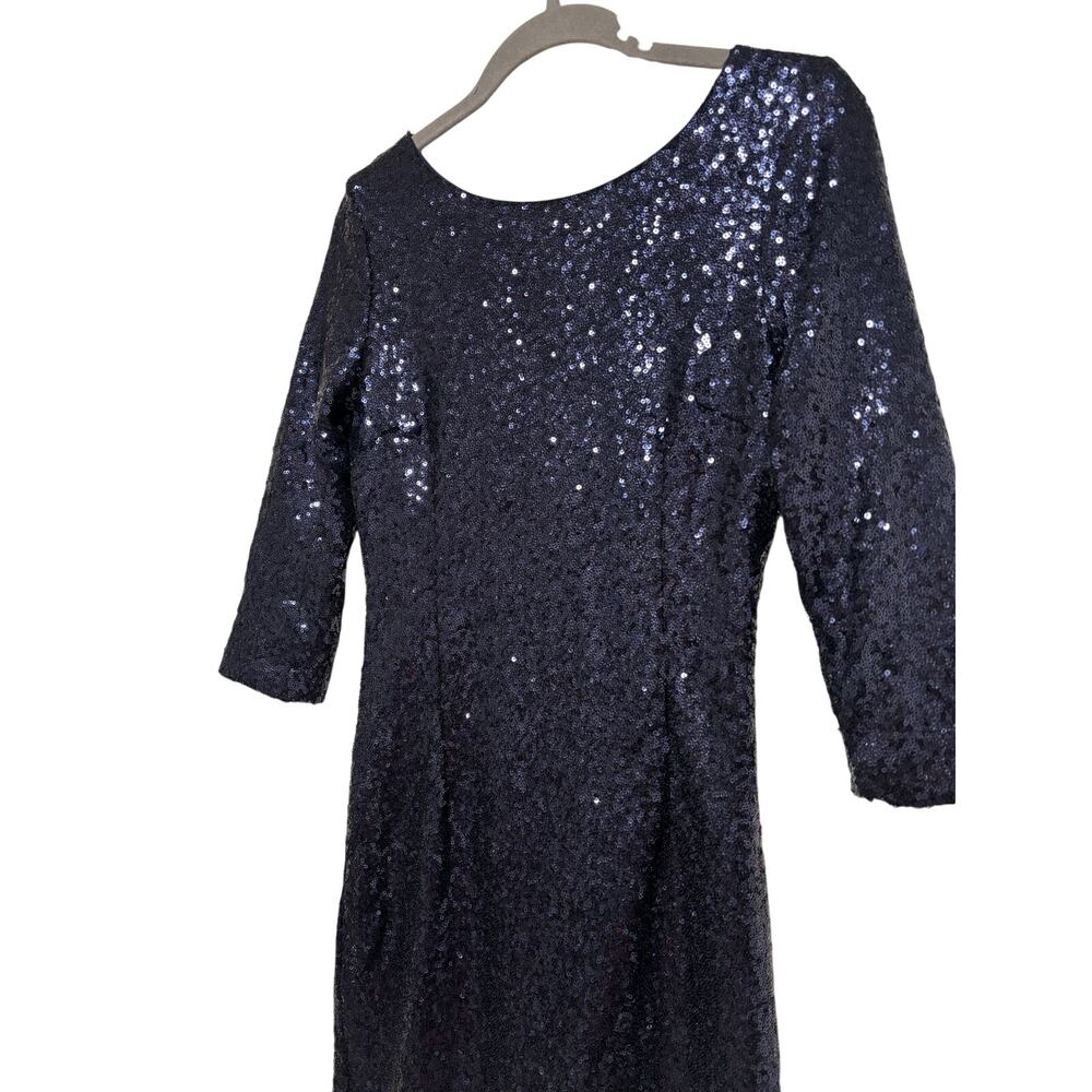 Lulus Women's Navy Blue Sequin Mini Cocktail Dress 3/4 Sleeve Size S - Picture 3 of 8